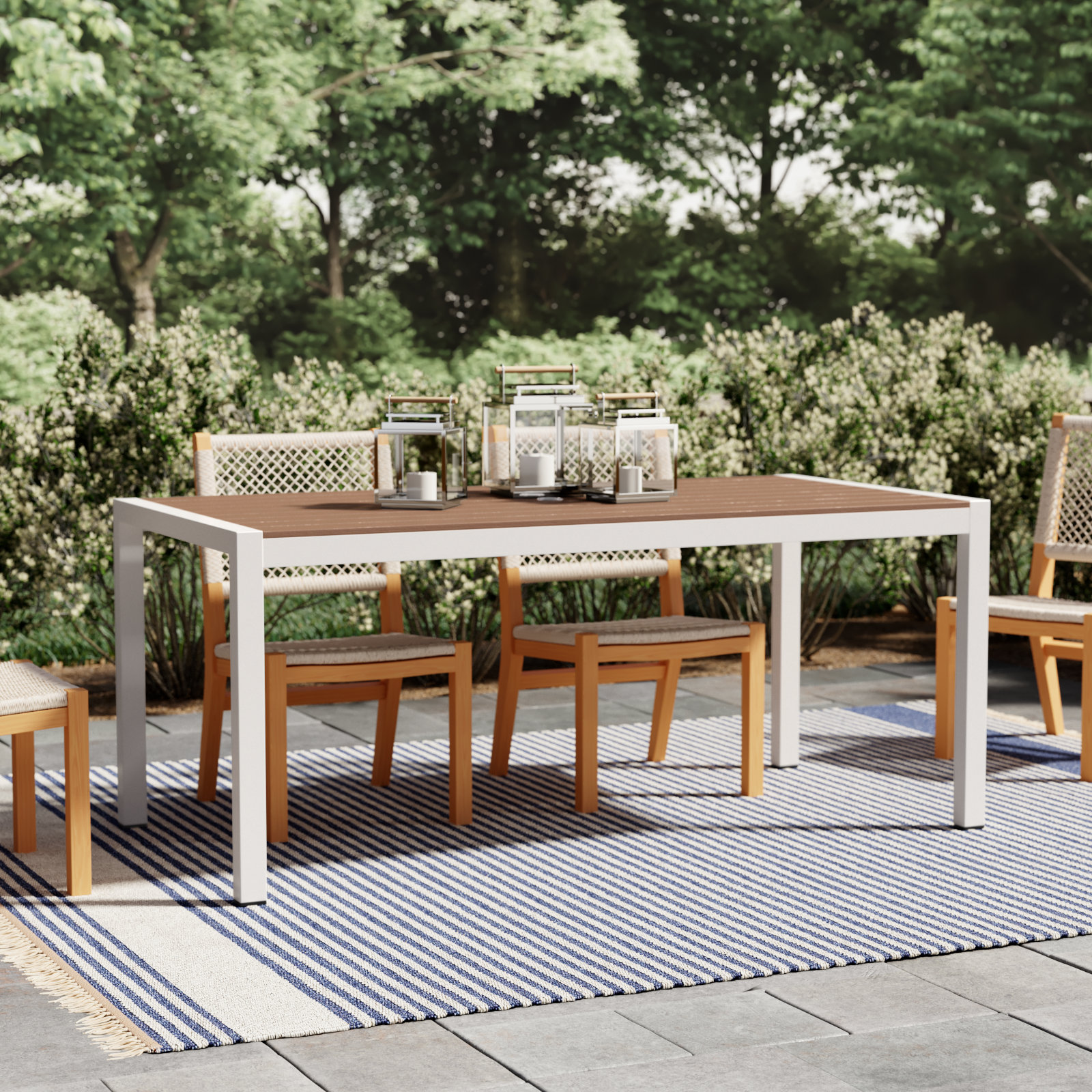 Devan 71 " Patio Dining Table, White, Teak