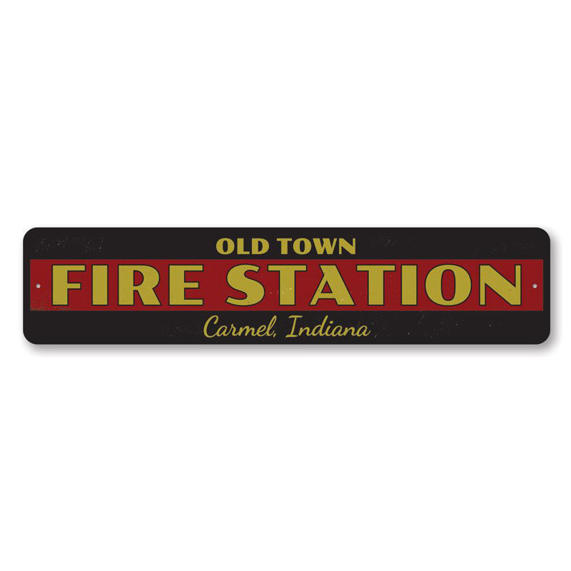 Enseigne de caserne de pompiers Old Town, H 4 po x l 18 po x P 0,04 po