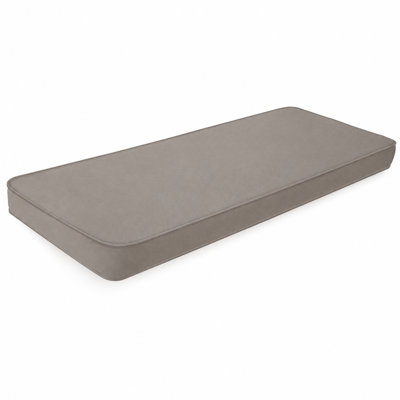 Coussin de banc intérieur/extérieur sur mesure, épaisseur 3 pouces, largeur 28 et 30 pouces, longueur personnalisable, avec housse Oxford imperméable, mousse haute résilience 75D, dessous antidérapant gris et double passepoil.