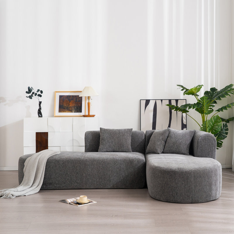 Canapé modulaire de style Boneless pour le salon, conception polyvalente pour la détente et la conversation, Gris chenille