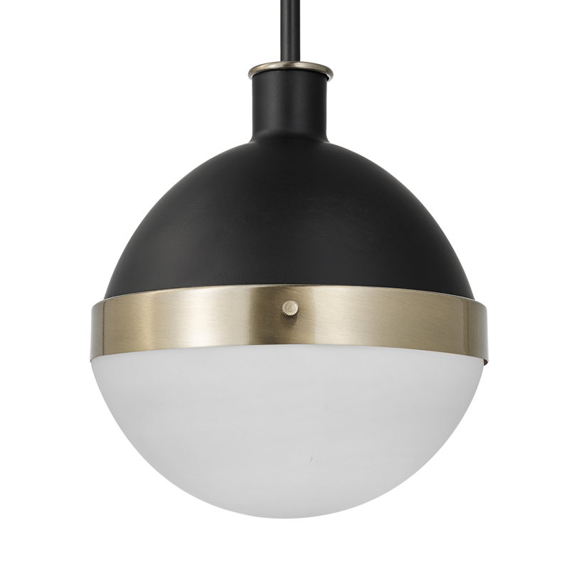 Luminaire suspendu sphérique simple à 1 lumière avec accents en laiton Elberton