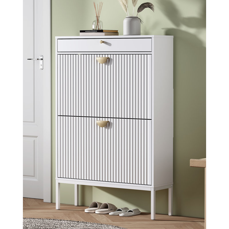 Modern Minimalist Style Large Capacity Shoe Cabinet, White