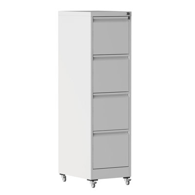 4-drawer Mobile Vertical File Cabinet With Lock & Wheels, Heavy-duty Metal Storage For Letter/legal Files, Anti-tip Design, Black
