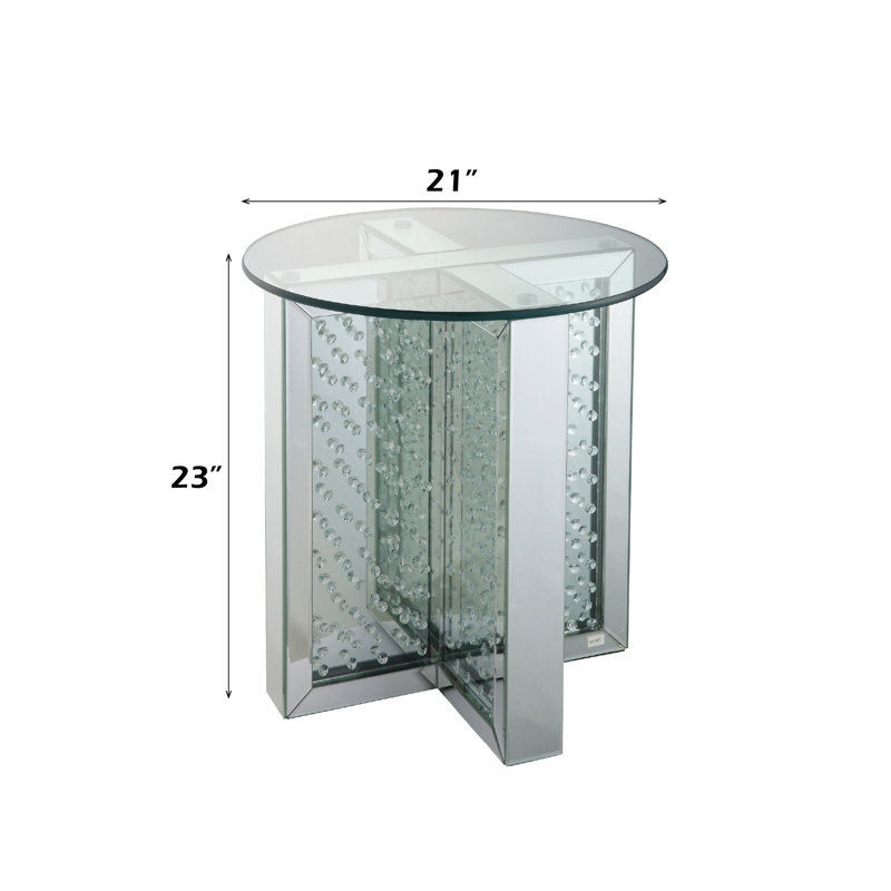 Table de bout Nysa avec miroir et faux cristaux (assemblée)