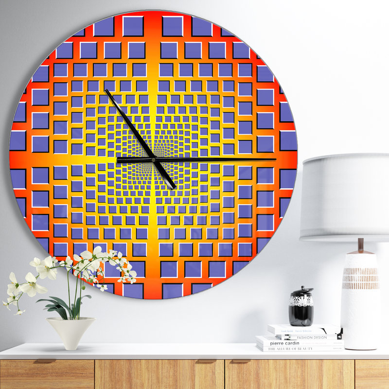 Illusion optique jaune - horloge murale moderne, Moyen