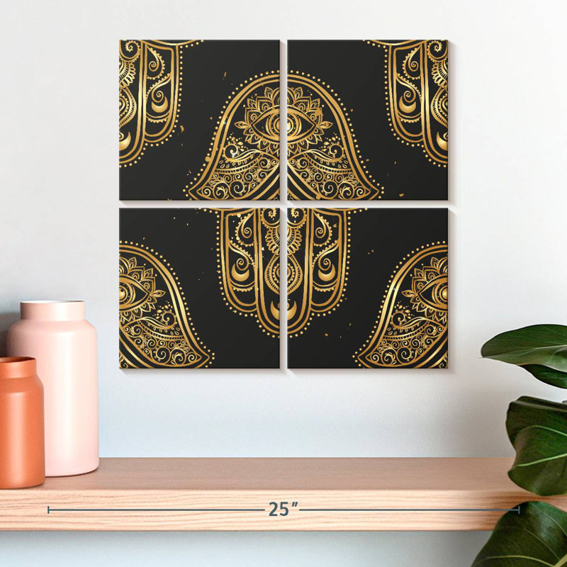 Kerrick Ornamental Gold Hamsa, 18'' H x 18'' W