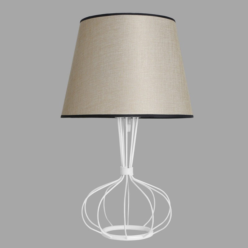 Metal Table Lamp, Beige, White