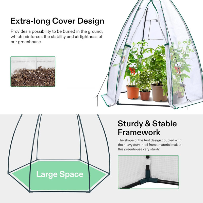 Portable Tent Style Greenhouse - Weatherproof Plant Protector With Cover, Zippered Door & Window - Ideal For Vegetables, Flowers, Herbs - Easy Assembly With Ground Pegs For Secure Anchoring