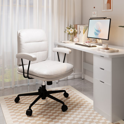Remaya PU Leather Height Adjustable Office Tesk Chair With Comfy Lumbar Support 
