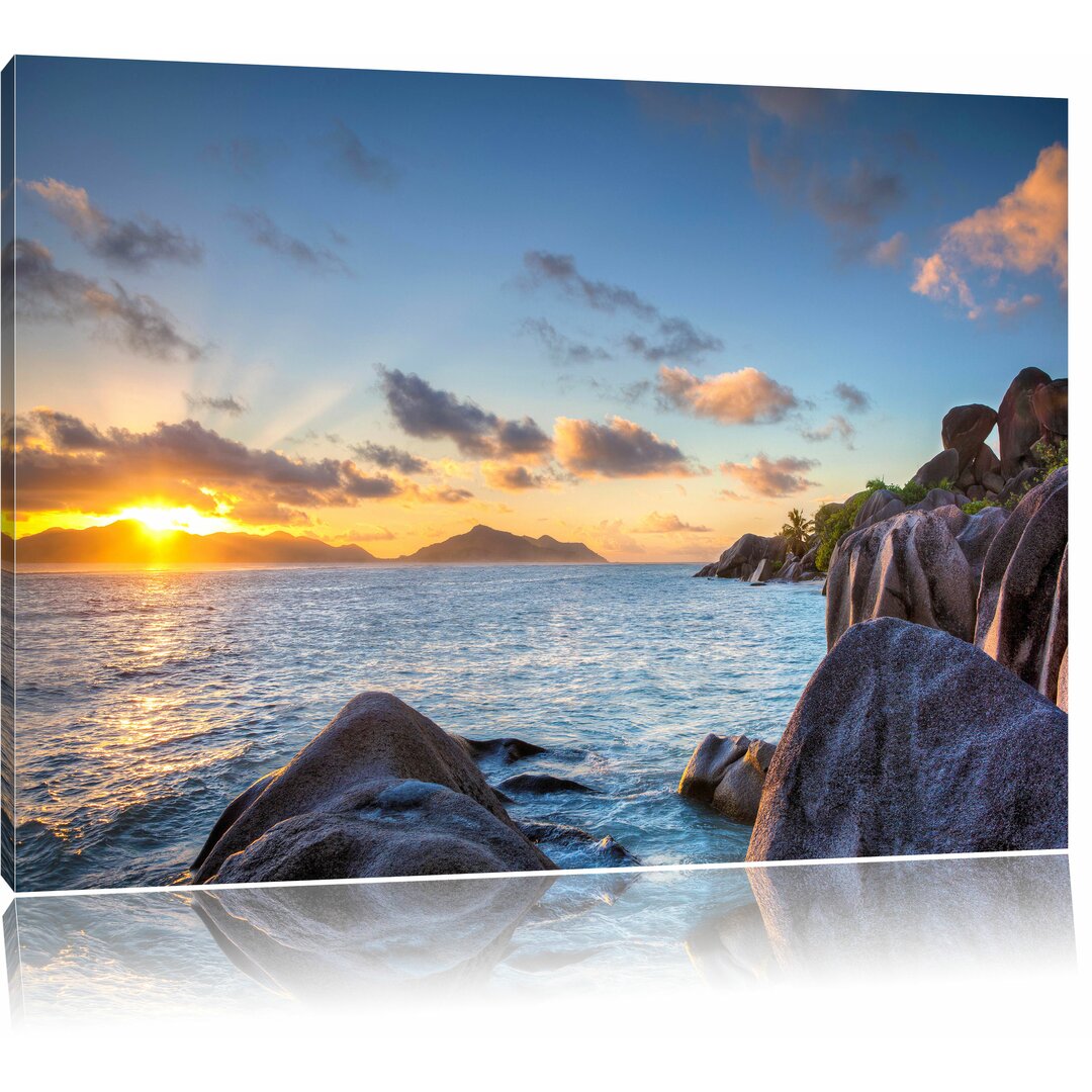 Leinwandbild Sonnenuntergang auf Seychellen