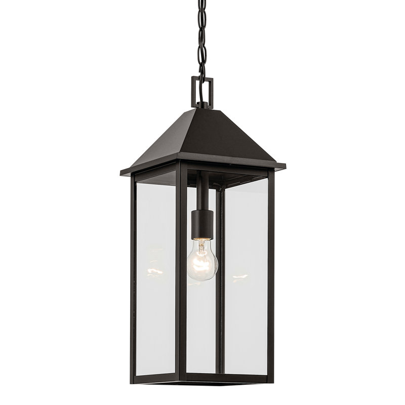 22" 1-Light Outdoor Pendant with Clear Glass, Bronze