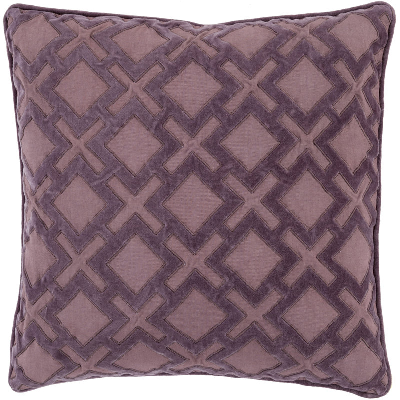 Geometric Throw Pillow, Mauve/Charcoal, 20" H x 20" W x 5" D, Down