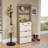Entryway Shoe Cabinet: 3 Drop-Doors, 2 Drawers & Hanger