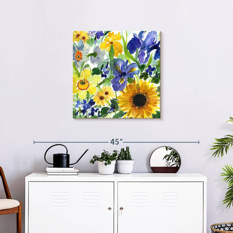 Harnek Daffodil Iris And Sunflower, 24" H x 24" W
