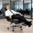 Microfibre Massage Office Chair, Heated Reclining Chair With Footrest, Dark Gray-1270921098