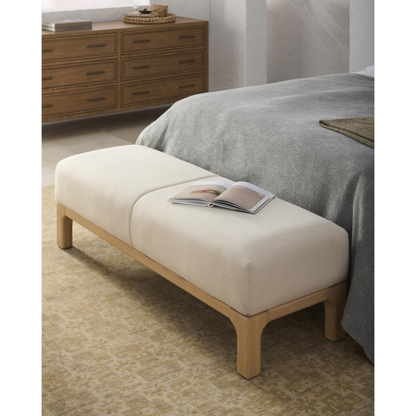 Becki Owens x Surya Bradly Bench, Natural, Beige