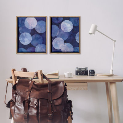 Abstract Blue Purple Circle Bubbles  2 PC Framed Floater Canvas Set by Grace Popp
