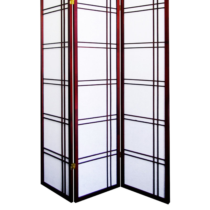 Paravent 70 po 3 po avec finition cerisier - pin, charnière pour espace, pièce intérieure élégante en bois de pin, flexibilité, cloison moderne