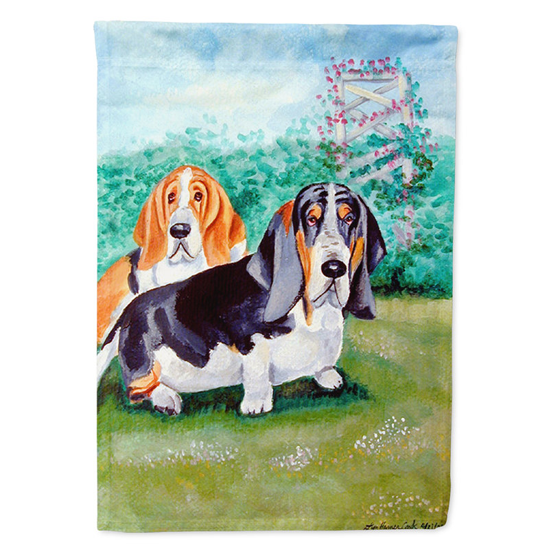 Basset hound polyester 40 x 28 po drapeau maison
