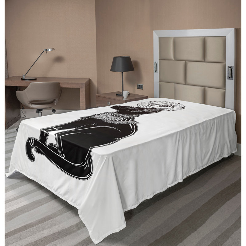 Drap de dessus de chat Ambesonne à motif animal égyptien noir et gris, Drap plat pour lit simple