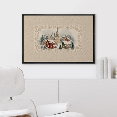 «Snowy Christmas Village Winter Holiday», reproduction d'art sur toile encadrée dans la chambre principale