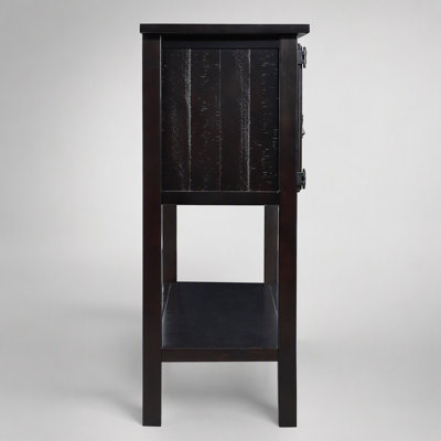 Console/buffet de 122 cm (48 pouces) en bois massif avec tiroirs, placards et tablette inférieure, style rétro, idéal pour le salon et la salle à manger.