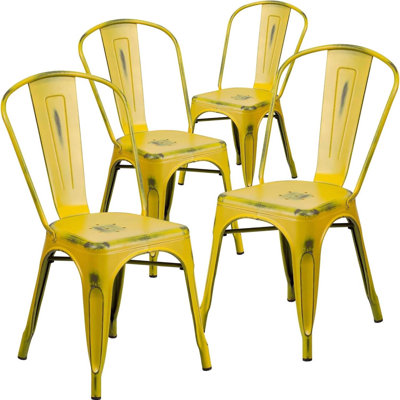 Annetrud Industrial Style Dining Chair - Set of 4 - Modern Galvanised steel