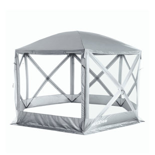 Flexion Outdoor 6 Sided 10 Ft. W x 10 Ft. D Metal Patio Gazebo