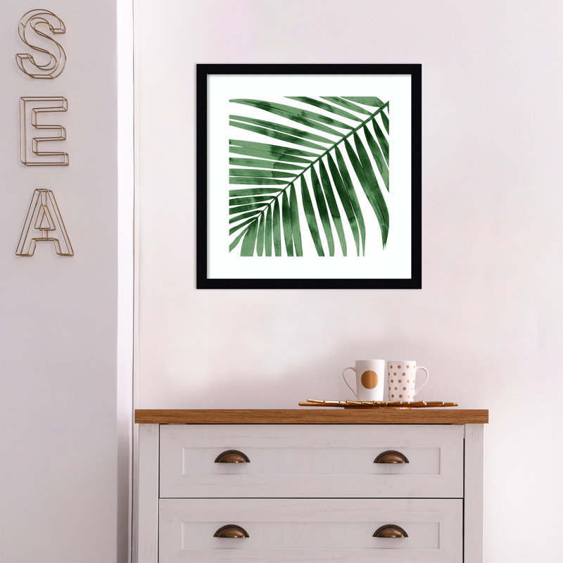 Tropical Green Palm I - cadre photo, reproduction d'art sur papier, H 19 po x l 19 po, Papier encadré noir