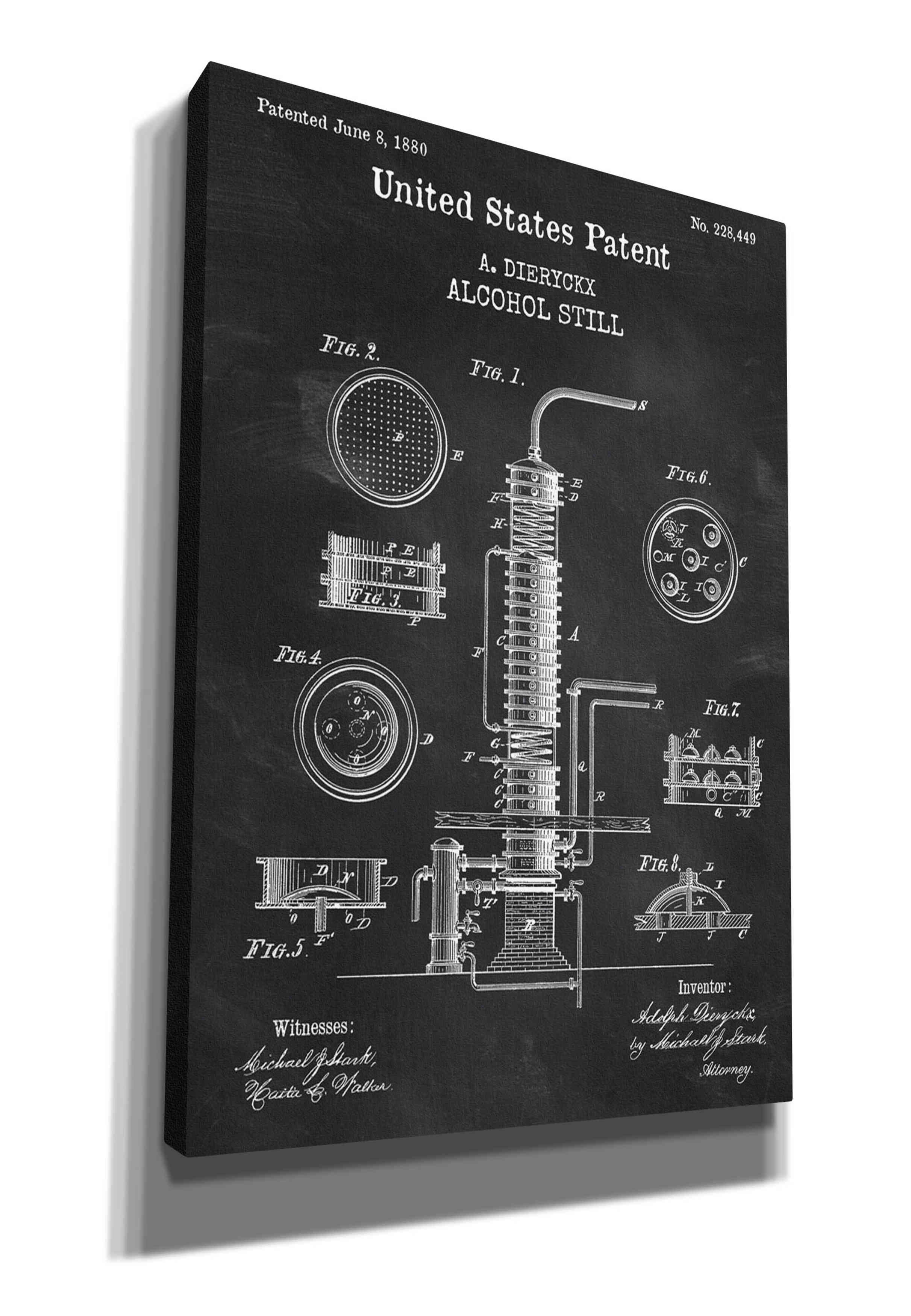 Williston Forge Alcohol Still Blueprint Patent Chalkboard On Canvas ...