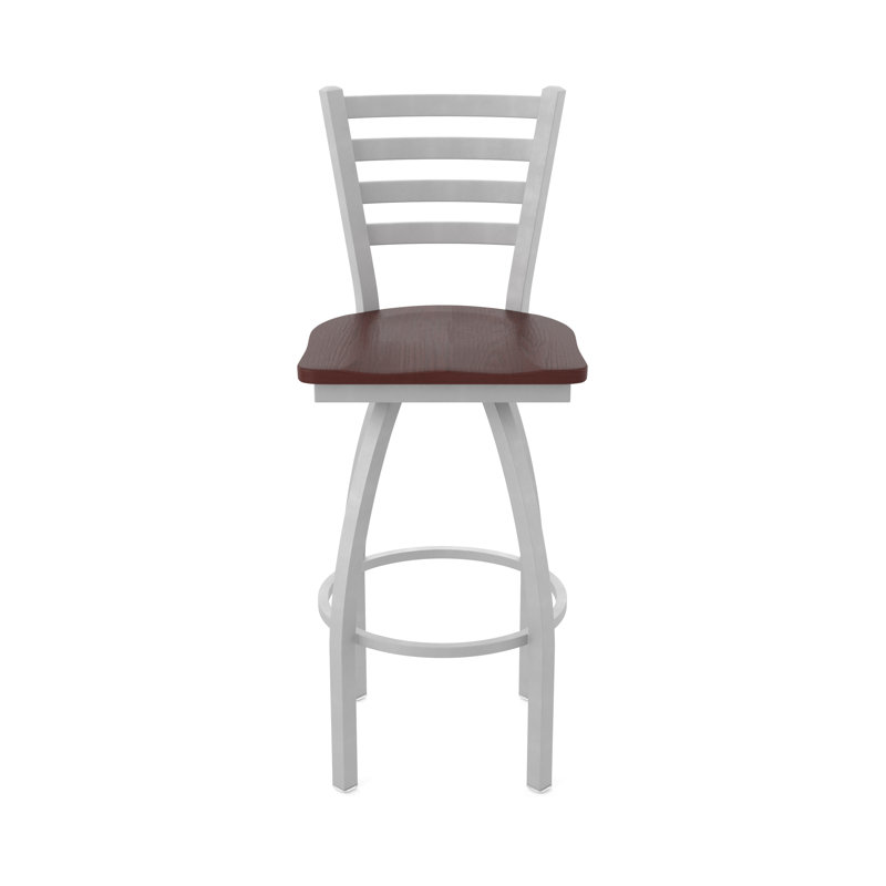 Tabouret pivotant Jackie, Nickel anodisé, Bois - Chêne cerisier foncé, Très grand (siège d'une hauteur de 36 po)