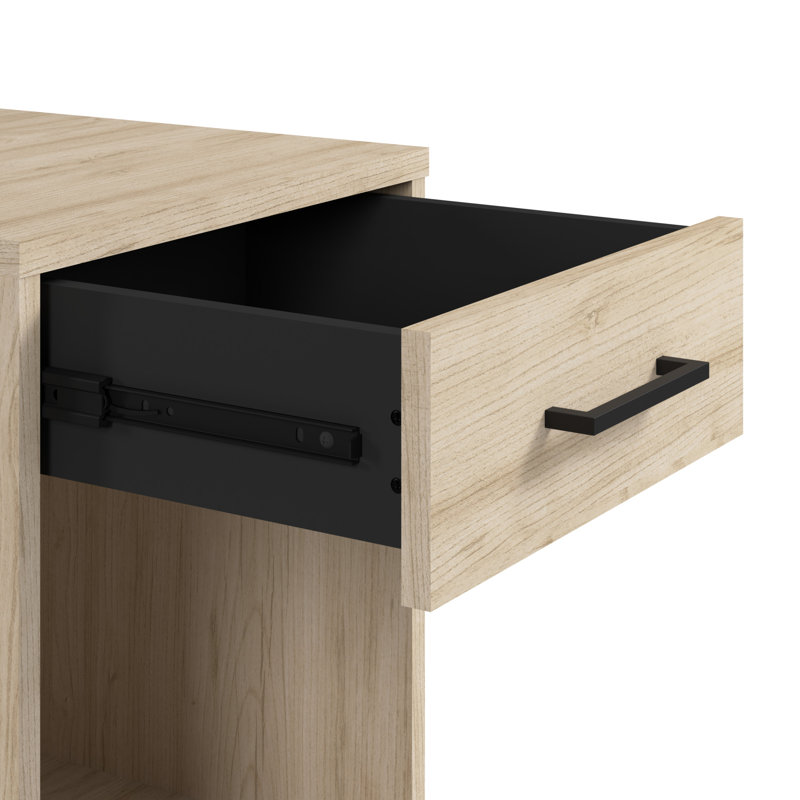 Table de chevet avec tiroir Sihi, table de chevet avec rangement, design contemporain, finition orme naturelle, chevet, meubles