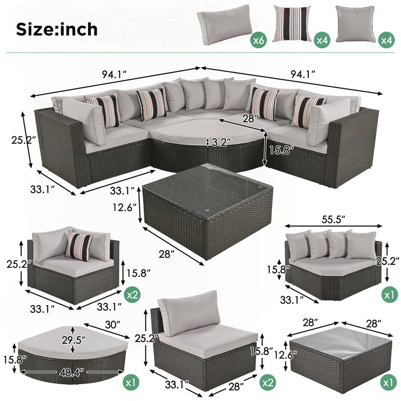 Ensemble de canapé d'extérieur en osier avec caractéristiques polyvalentes pour patio et jardin