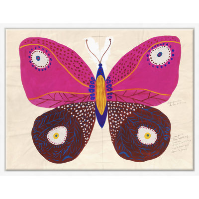 Papillon rose (Var. 3) par Paule Marrot - peinture à cadre flottant