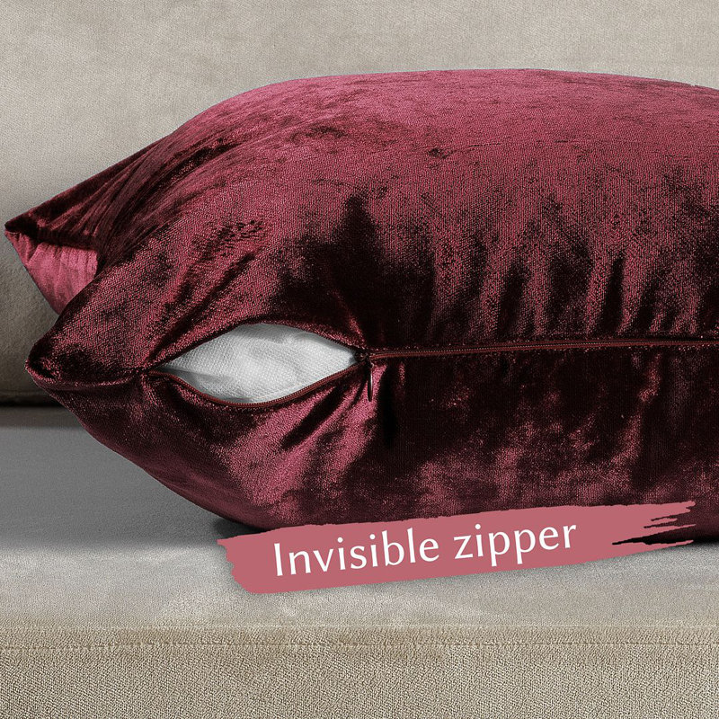 Housse de coussin en velours brillant, Acajou, Square 14"