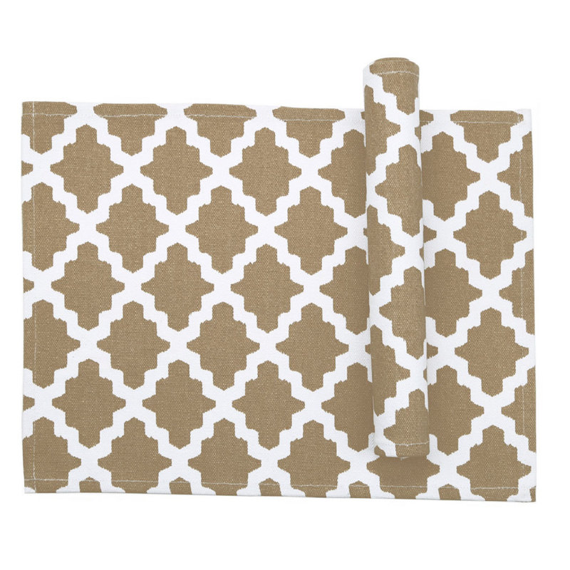 Wilhoit Cotton Geometric Rectangle Placemat, Beige