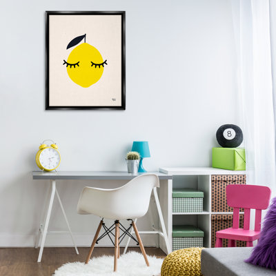 Lemon with Eyelashes Framed Floater Canvas Wall Art by Jessica Beck