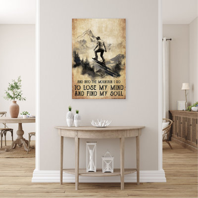 «Snowboarding Into The Mountain I Go To Lose My Mind», impression sur toile tendue
