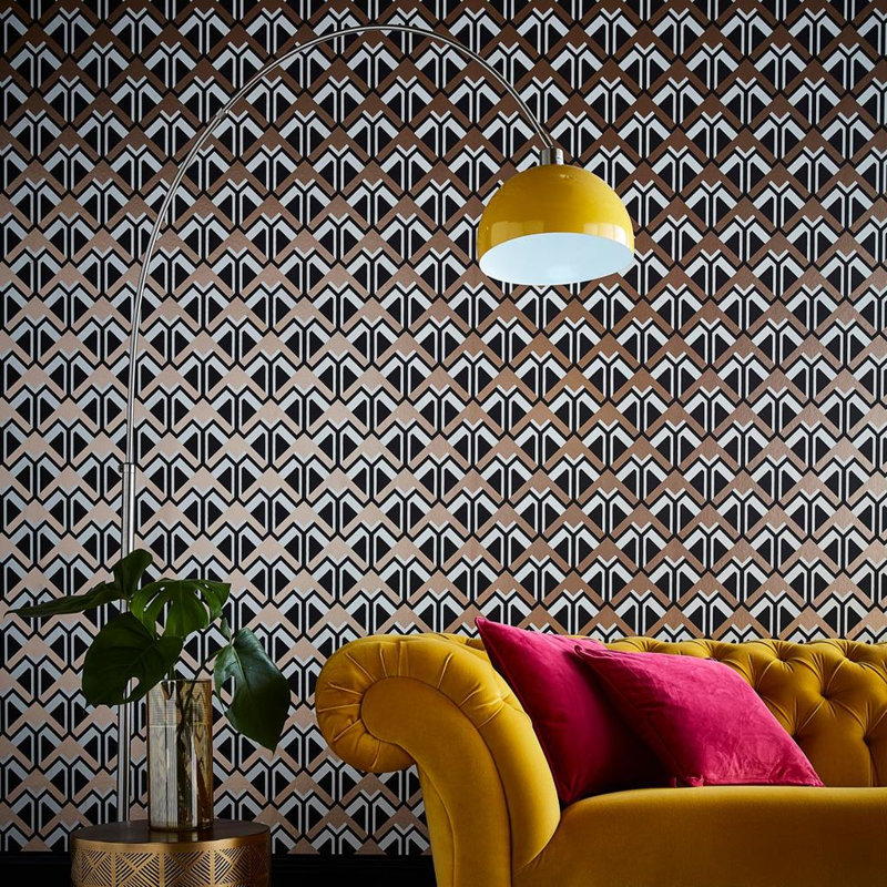 Beau Geometric Metallic Wallpaper Roll, Gatsby