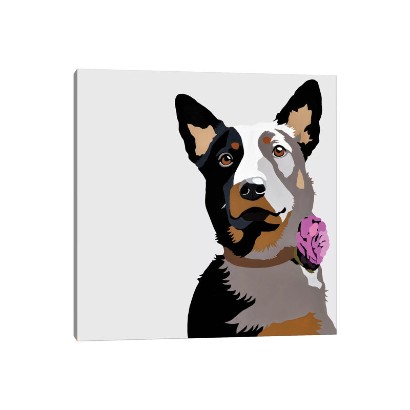 Jasper With A Purple Flower by Julie Ahmad - Wrapped Canvas Print, 45.72 cm H x 45.72 cm W x 1.91 cm D
