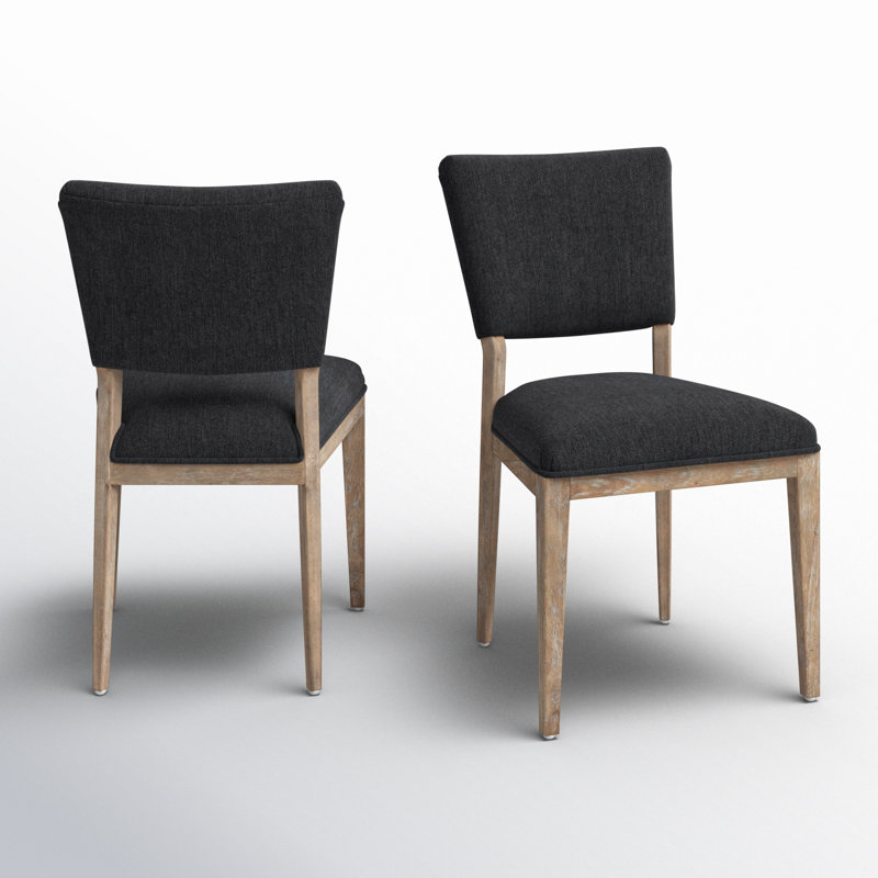 Phillip Upholstered Dining Chair Gray Set Of 2, Black, Natural