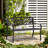 50" Outdoor Bench, Metal Garden Bench With Floral Pattern Backrest, Porch Bench With Slatted Seat For Park, Yard, Lawn, Black