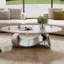 Table basse ovale en faux marbre 49,2 po, base contemporaine en acier inoxydable, table centrale moderne pour le salon-129682090