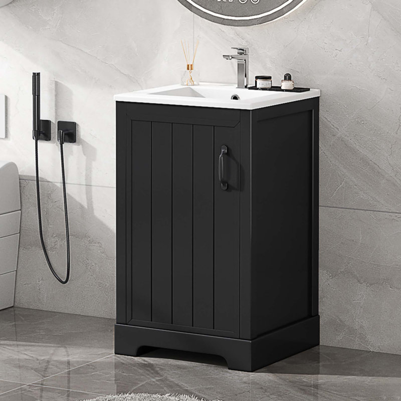 Meuble-lavabo de 20 po avec lavabo, Noir