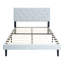 Structure de lit simple de style moderne avec tête de lit à boutons, sans sommier, support à lattes de bois, installation facile, lin gris, essentiel pour la chambre à coucher, tissu en lin de taille limite de poids de 300 lb, ressort nécessaire, à assembler,-158683730-158683731
