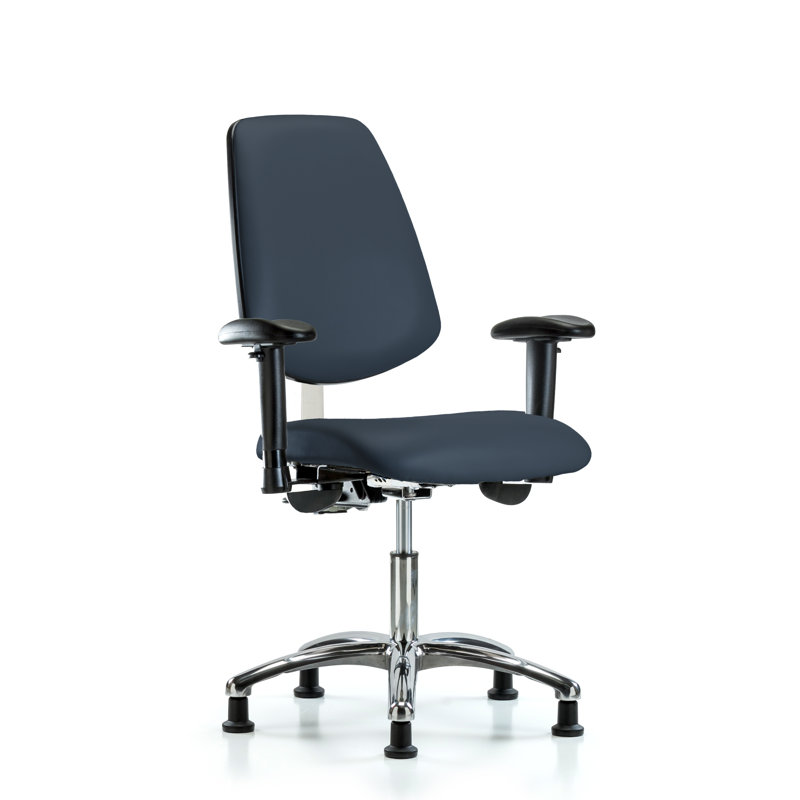 Chaise de travail ergonomique Amelie, Patins, Bleu impérial, Non inclus