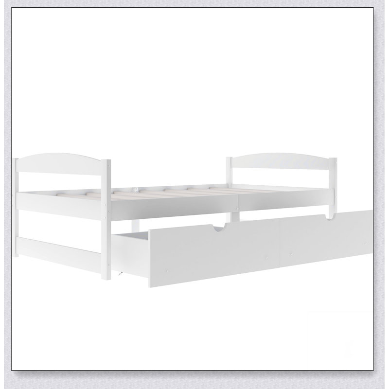 Lit plateforme avec deux tiroirs, Blanc
