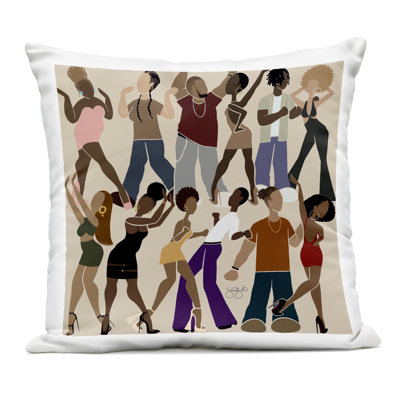 Peace & Rhythm Dancers Outdoor Printed Pillow design by Sierra Siler