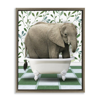 «Bathing Elephant on Green Floater», art mural sur toile par Marcus Prime