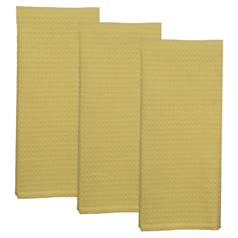 Cotton Waffle Tea Towel Kitchen Towel, Yellow